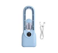 Ventilateur de bureau rechargeable, souffleur sans pales à 6 vitesses, ventilateur brumisateur avec faible bruit, batterie 1500 mAh et charge de type C, pour voiture, maison, table de chevet, bureau