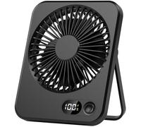 Ventilateur de bureau ultra-silencieux avec un flux d'air puissant, 5 vitesses et batterie rechargeable - Noir