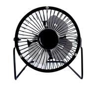 Ventilateur de bureau USB 4 pouces ultra silencieux en métal, avec angle d'inclinaison réglable à 360°, noir HUMIDIFICATEUR