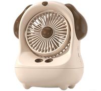 Ventilateur de bureau USB avec motif de chien à grandes oreilles de dessin animé | 3 ventilateurs de refroidissement portables | Fonctionnement silencieux 36-45 dB | Rechargeable par USB pour bureau