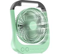 Ventilateur de bureau USB - Ventilateur de table portable - Rafraîchissement intérieur/extérieur - Batterie 10000 mAh - Rotation de 8 pouces - Vert