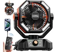 Ventilateur de camping portable, batterie 20000mAh, 8 vitesses, orange