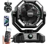 Ventilateur de camping portable, batterie 20000mAh, 8 vitesses, vert