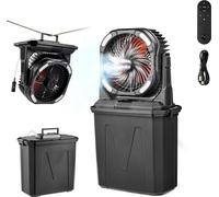 Ventilateur de camping portable SucceBuy avec moteur 2700 tr/min, fonction brumisateur et réservoir d'eau de 9 litres, équipé d'une batterie 10000 mAh, 4 vitesses et 5 modes d'éclairage – idéal pour l