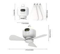 Ventilateur de camping portable - Ventilateur de plafond pour tente - Rechargeable avec lumière & crochet - Minuteur & arrêt