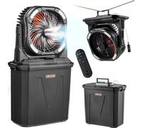 Ventilateur de camping VEVOR, moteur 2700 tr/min, ventilateur brumisateur, réservoir d'eau de 9 litres, batterie 10000 mAh, 4 vitesses de ventilation et 5 modes d'éclairage, ventilateur sur pied porta
