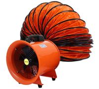 Ventilateur de chantier 520 W, ventilateur axial, 3 300 tr/min, ventilateur axial de 300 mm de diamètre, équipé d'un tuyau en PVC de 5 mètres, débit de 3 900 m³/h, ventilateur industriel pour le refro