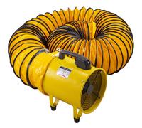 Ventilateur de chantier VEVOR 320 W, ventilateur axial à 1 900 tr/min et 2 800 tr/min, ventilateur axial de 250 mm de diamètre avec tuyau en PVC de 10 mètres, ventilateur industriel pour le refroidiss