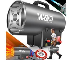 Ventilateur de chauffage au gaz MASKO® avec tuyau de gaz et détendeur pour bouteilles de gaz standard