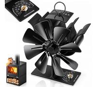 Ventilateur de cheminée 8 pales avec thermomètre, sans électricité | Ventilateur de cheminée alimenté par la chaleur, silencieux, respectueux de l'environnement, utilisable dans les granulés