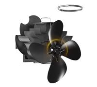 Ventilateur de cheminée à 4 pales,Silencieux sans électricité poele à bois | Ventilateur poele à bois avec puce haute températur,pour poele a bois/cheminée/tuyau, avec 1 anneau