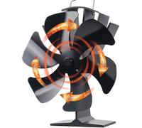 Ventilateur de cheminée à 6 pales, fonctionnant à l'énergie thermique, pour bois/granulés