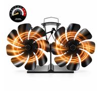 Ventilateur de cheminée double, diffuseur d'air chaud sans électricité