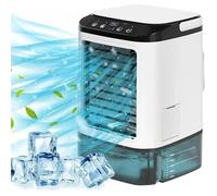 Ventilateur de Climatisation Maison, Humidificateur Portable avec Réservoir D'eau, 3 vitesses, Veilleuse 7 Couleurs 2 Modes de Brume