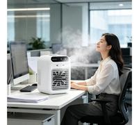 Ventilateur de climatisation portable 3-en-1, mini refroidisseur d'air et humidificateur pour la maison et le bureau White 7