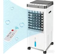 Ventilateur de Climatisation Portable 65 W 10 L Refroidisseur Évaporatif 3 Vitesses Minuterie de 7 H Télécommande pour Maison Bureau