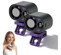 Ventilateur De Climatiseur De Voiture à Clip Avec Affichage Led, Ventilateur Portable à Clip, 199 Vitesses Et Technologie De Semi-refroidissement, Nouveau Mini Ventilateur Rotatif Rechargea black 2pc