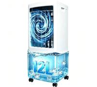 Ventilateur de climatiseur portable, refroidisseur d'air par évaporation sans fenêtre de 12 L, 3 modes et 3 vitesses, minuterie de 12 heures for la maison, le bureau, blanc