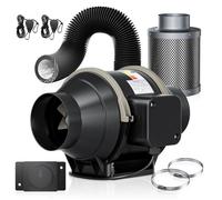 Ventilateur de conduit de 100mm, kit de ventilation avec débit d'air de 360 m/h, ventilateur de tuyau en ligne complet
