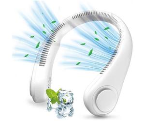Ventilateur De Cou 3 Vitesse Réglable Mains Libres Sans Pale Usb Rechargeable Rafraichissant - Blanc - E.F.Connection