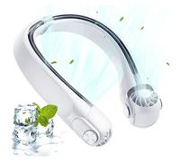 Ventilateur de cou 360° portable, mini ventilateur nuque sans pale 2400 mAh à 3 vitesses, blanc rechargeable USB