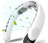 Ventilateur de cou,ELVANZA Ventilateur,ventilation à 360°,grande autonomie,3 vitesses,silencieux,rechargeable par USB,blanc