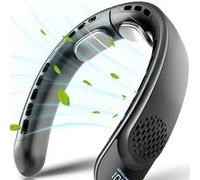 Ventilateur de cou,ELVANZA Ventilateur,ventilation à 360°,grande autonomie,3 vitesses,silencieux,rechargeable par USB,noir