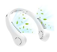 Ventilateur de cou portable, 1800 mAh, rechargeable, sans pales avec flux d'air à 360°, 5 vitesses, tour de cou réglable, mains libres, ventilateur portable (blanc)