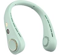 Ventilateur de cou portable - 5 vitesses, écran LED et refroidissement mains libres - Usage intérieur et extérieur (Vert menthe)