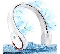 Ventilateur de cou portable à flux d'air à 360° Mini-ventilateur de cou 5200 mAh rechargeable par USB, silencieux, réglable sur 3 vitesses, sans pales, pour la maison, le bureau ou la cuisine (blanc)