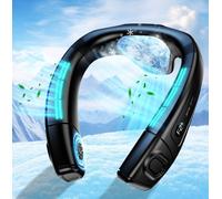 Ventilateur de cou portable avec grande plaque de refroidissement, batterie de 6000 mAh, rechargeable par USB