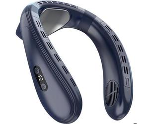 Ventilateur de cou portable avec système de refroidissement à semi-conducteurs rechargeable et batterie de 5200 mAh, bleu