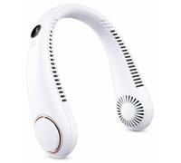 Ventilateur de cou portable, blanc - 5 vitesses - Batterie 3000 mAh