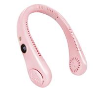 Ventilateur de cou portable Jsdoin, rechargeable par USB, 5 vitesses, sans pales, flux d'air à 360, pour hommes et femmes (rose)