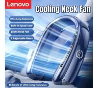 Ventilateur de cou portable Lenovo 15000 mAh avec écran numérique intelligent, rechargeable par USB, sans pales, silencieux, pour l'extérieur et l'été Blue