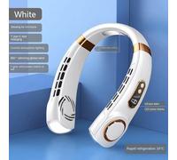 Ventilateur de cou portable - Mini-rafraîchisseur d'air - Rechargeable par USB-C - 5 vitesses - 10 W - Pour les pièces de moins de 10 m² - Blanc