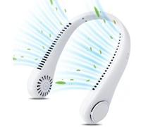 Ventilateur de cou portable rechargeable. flux d'air à 360°. 3 vitesses. pour chambre. extérieur. bureau (blanc)