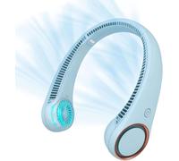 Ventilateur de cou portable - Refroidisseur personnel - Idéal pour les activités de plein air - Conception sans pales - Batterie 4000 mAh - Bleu clair