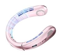 Ventilateur de cou portable sans pales, 100 vitesses, à porter au cou, finition or rose améliorée