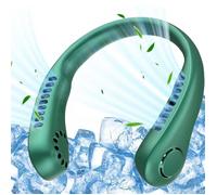 Ventilateur de Cou Portable Silencieux USB Rechargeable Vitesse Réglable Sans Pales- Vert