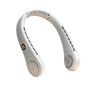 Ventilateur de cou portable, ventilateur mains libres rechargeable, 5 vitesses, conception sans pales, écran LED (blanc)