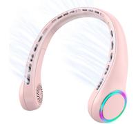 Ventilateur de cou portable - Ventilateur personnel - Mains libres - Silencieux et puissant - Batterie 4000 mAh - Rose clair