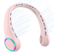 Ventilateur de cou portable - Ventilateur personnel - Mains libres - Silencieux et puissant - Batterie 4000 mAh - Rose clair