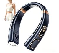 Ventilateur de Cou Portable Ventilo Silencieux Rechargeable 5 Vitesses Ventilateur Épaule Portable LED avec Écran Idéal pour Voyage Voiture Camping Plage Extérieur (Black)