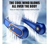 Ventilateur de cou suspendu affichage numérique ventilateur de puissance ventilateur de tour de cou sans lame Mini refroidisseur d'air Portable ventilateurs électriques rechargeables USB Bleu