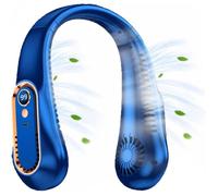 Ventilateur De Cou - Tendance Nomade Autonomie - 5 vitesses USB 7000mAh silencieux - Voyage bureau plein air - Bleu