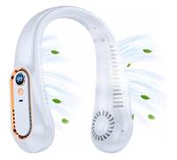Ventilateur De Cou - Tendance Nomade Autonomie - 5 vitesses USB 7000mAh silencieux - Voyage bureau plein air - Blanc