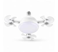 Ventilateur de Douille E27 LED avec Télécommande, Plafonnier Silencieux | Culot E27, 3 vitesses de vent, 3 couleurs de lumière, minuterie intégrée, idéal pour chambre et salon(Blanc,3-heads)