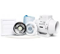 Ventilateur de gaine Airflow Aventa, 100 mm, avec minuterie et lampe LED – inclut un tuyau flexible de 6 mètres