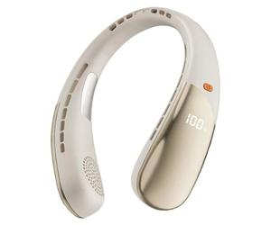 Ventilateur de nuque portable - Sans pales - Refroidissement à 360° - 5 vitesses - Longue autonomie - Rechargeable par USB - Couleur or